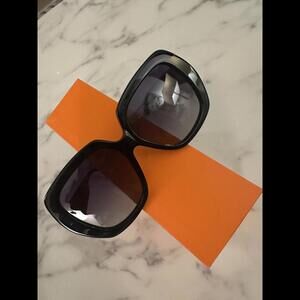 Black square sunglasses black lenses orange arms Von Dutch